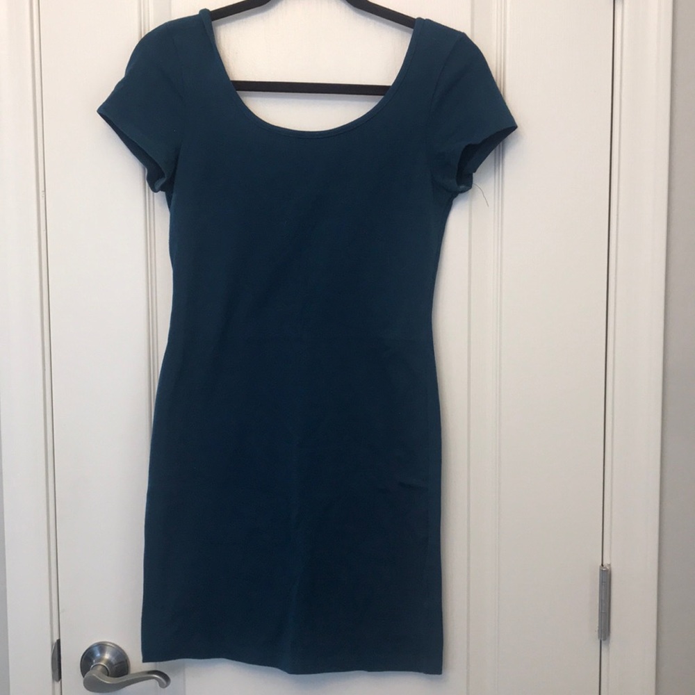 Teal dress with cap sleeves